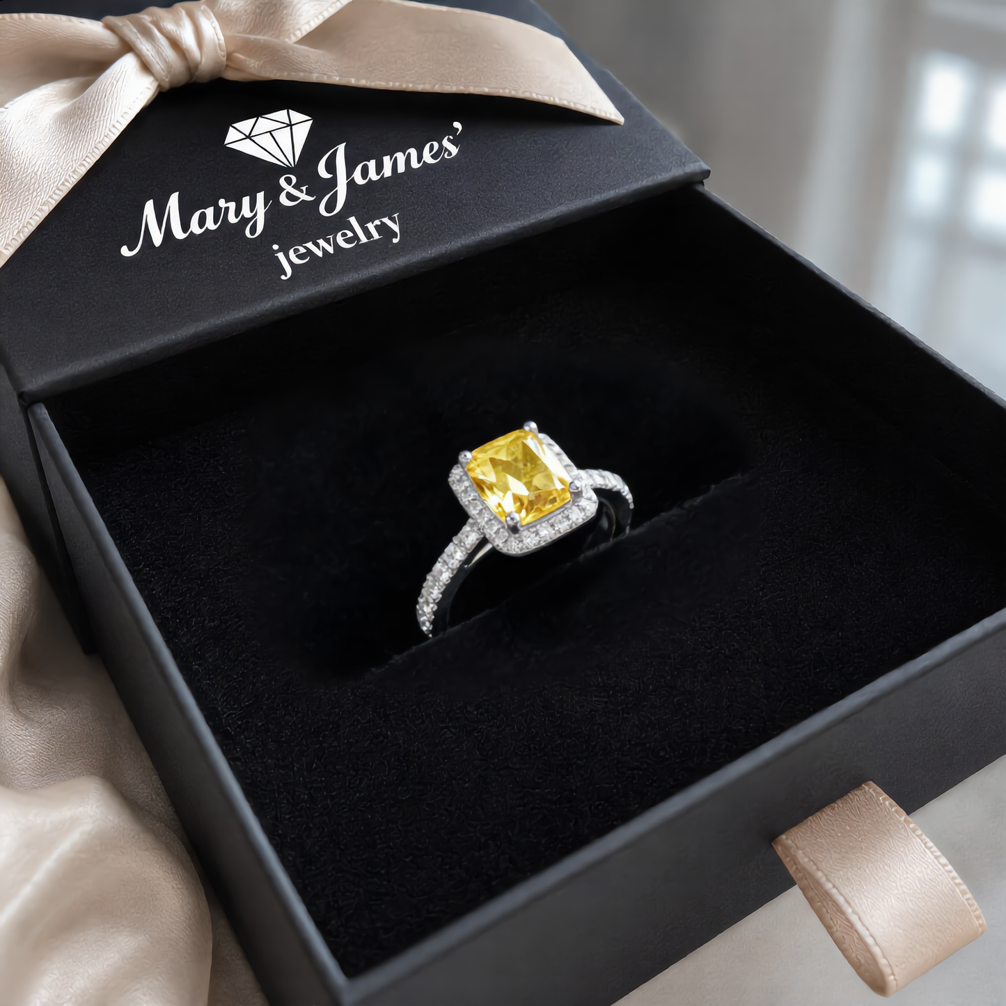 Luxury Square Crystal Ring | Silver