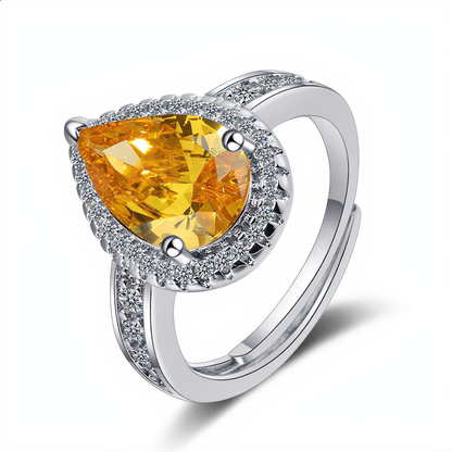 Luxury Golden Teardrop Ring | Silver