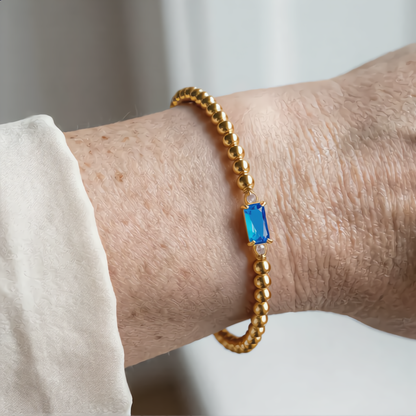 Luxury Bead Bracelet with Crystal | Gold
