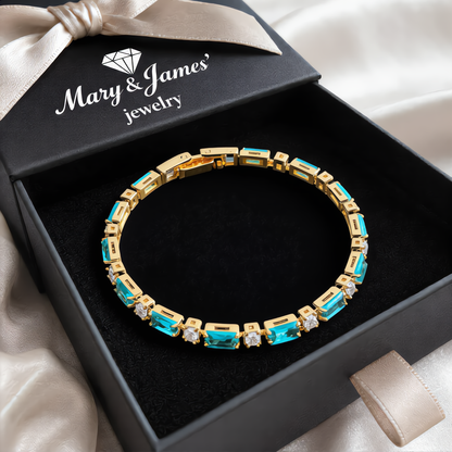 Luxury Bracelet with Blue Crystals | Gold