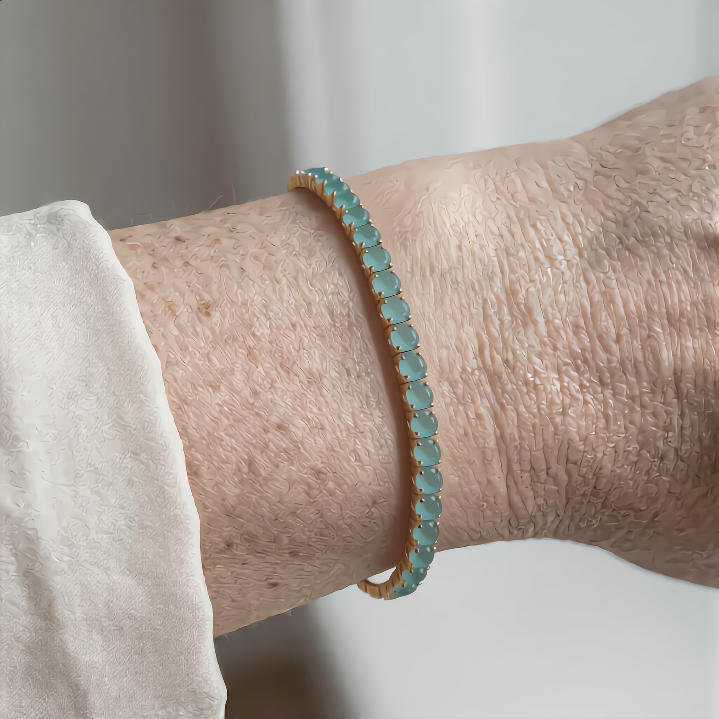 Elegant Mist Blue Crystal Bracelet | Gold