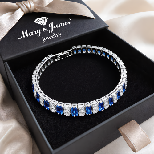 Elegant Blue Crystal Bracelet | Silver
