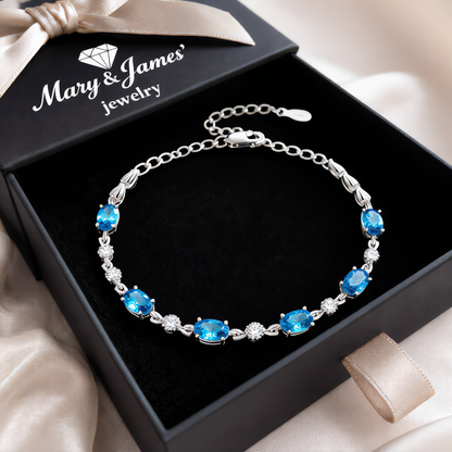 Luxury Blue Gemstone Bracelet | Silver