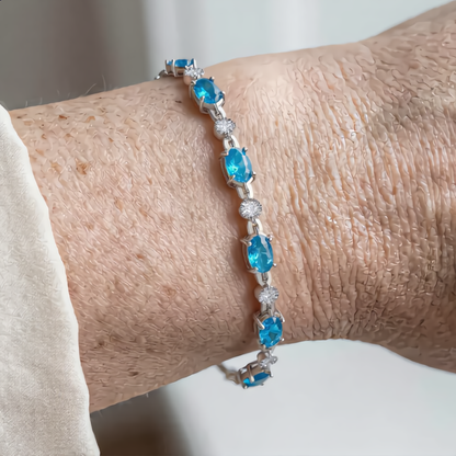 Luxury Blue Gemstone Bracelet | Silver