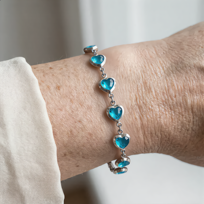 Elegant Heart Crystal Bracelet | Silver