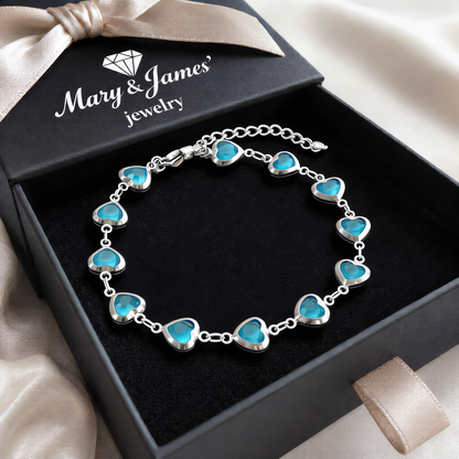 Elegant Heart Crystal Bracelet | Silver
