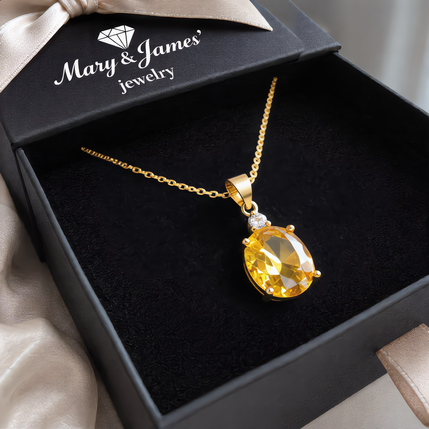 Elegant Citrine Gem Pendant | Gold