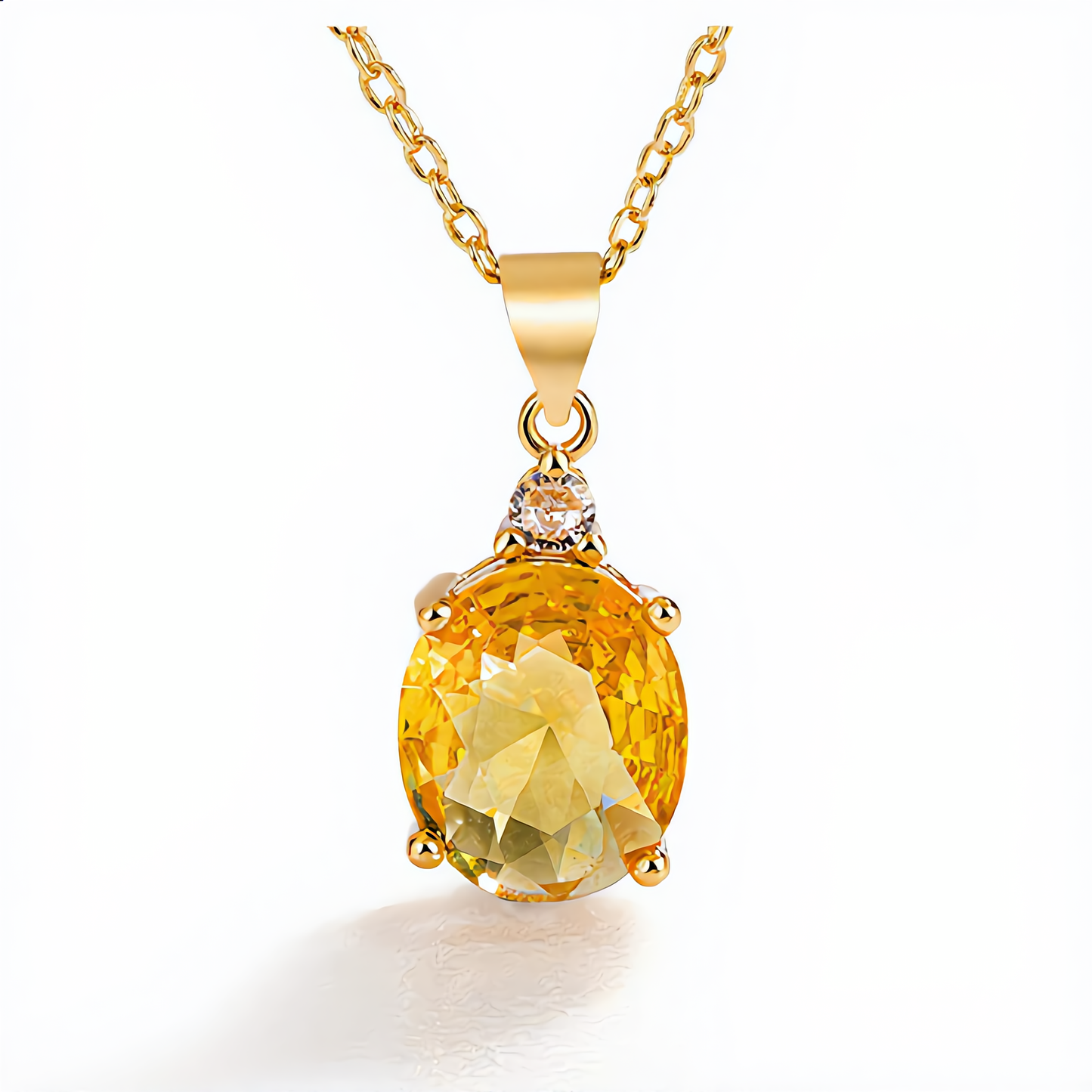 Elegant Citrine Gem Pendant | Gold