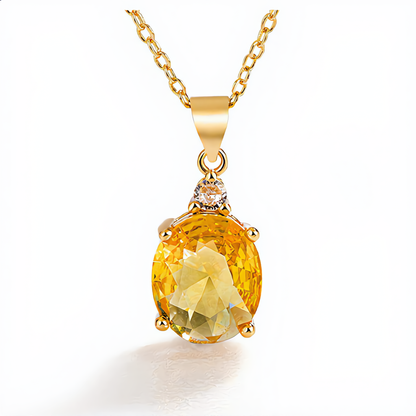 Elegant Citrine Gem Pendant | Gold