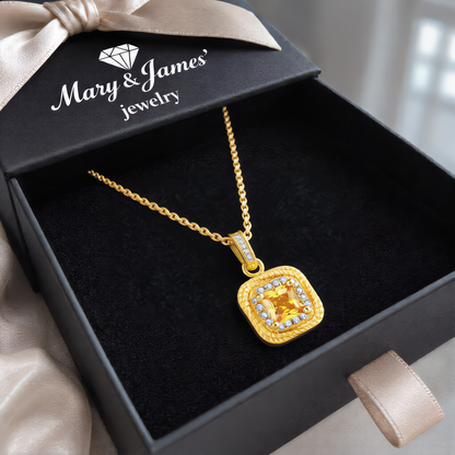 Square Crystal Jewelry Set | Gold