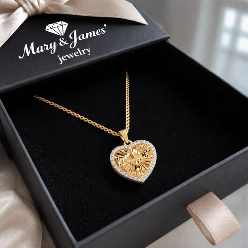 Radiant Heart Crystal Necklace | Gold