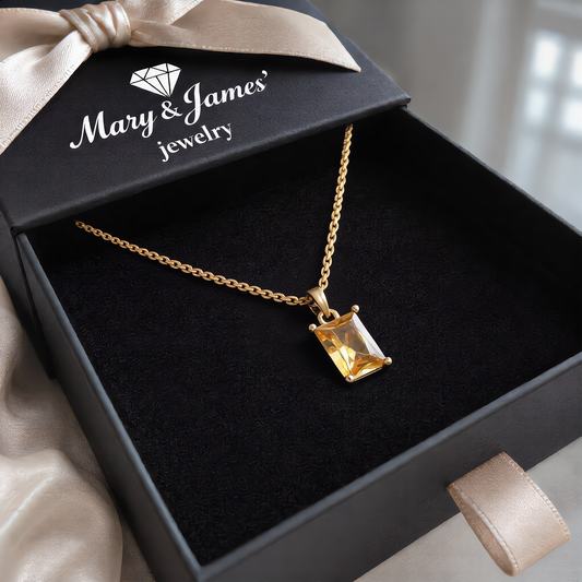Elegant Amber Crystal Necklace | Gold