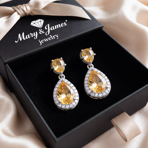 Elegant Teardrop Crystal Earrings | Silver