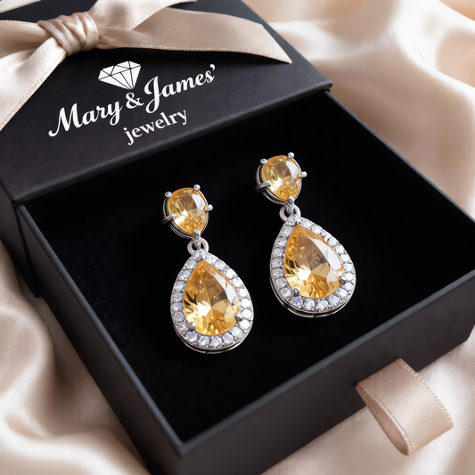 Elegant Teardrop Crystal Earrings | Silver