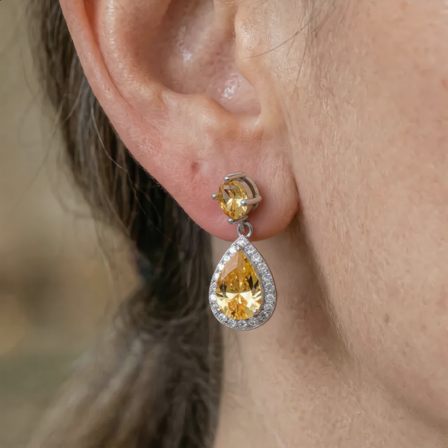 Elegant Teardrop Crystal Earrings | Silver