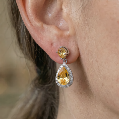 Elegant Teardrop Crystal Earrings | Silver