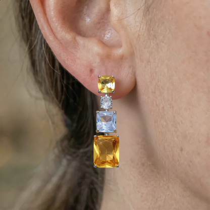Elegant Geometric Crystal Earrings | Silver