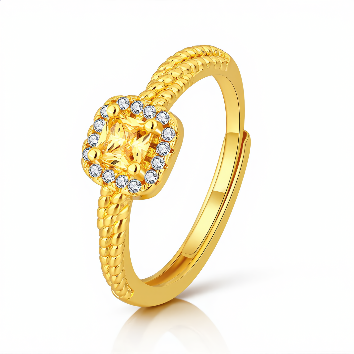 Square Crystal Jewelry Set | Gold