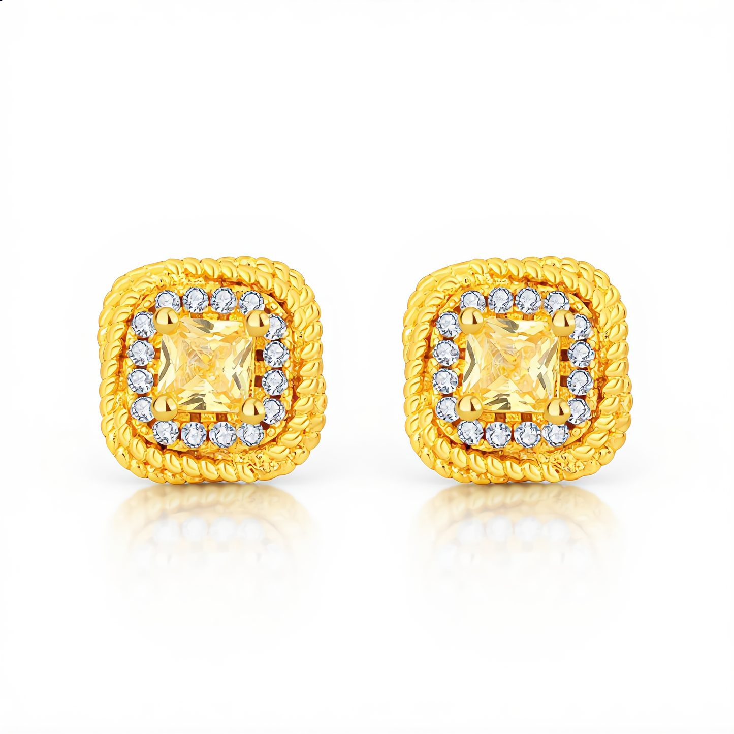 Square Crystal Jewelry Set | Gold