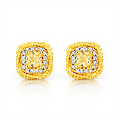 Square Crystal Jewelry Set | Gold