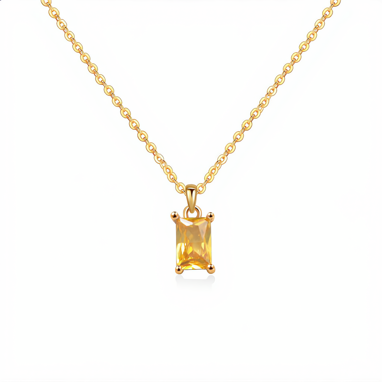Elegant Amber Crystal Necklace | Gold
