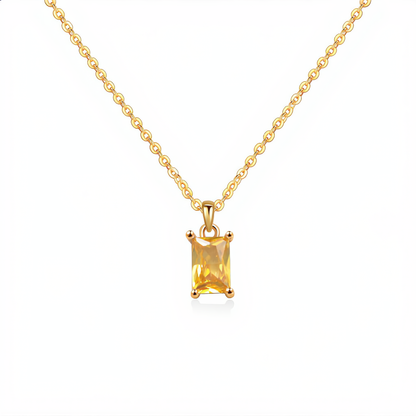 Elegant Amber Crystal Necklace | Gold