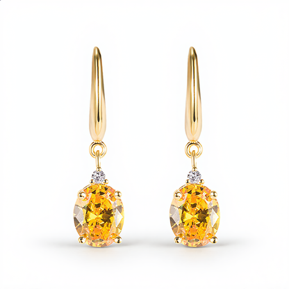 Elegant Golden Crystal Drop Earrings | Gold