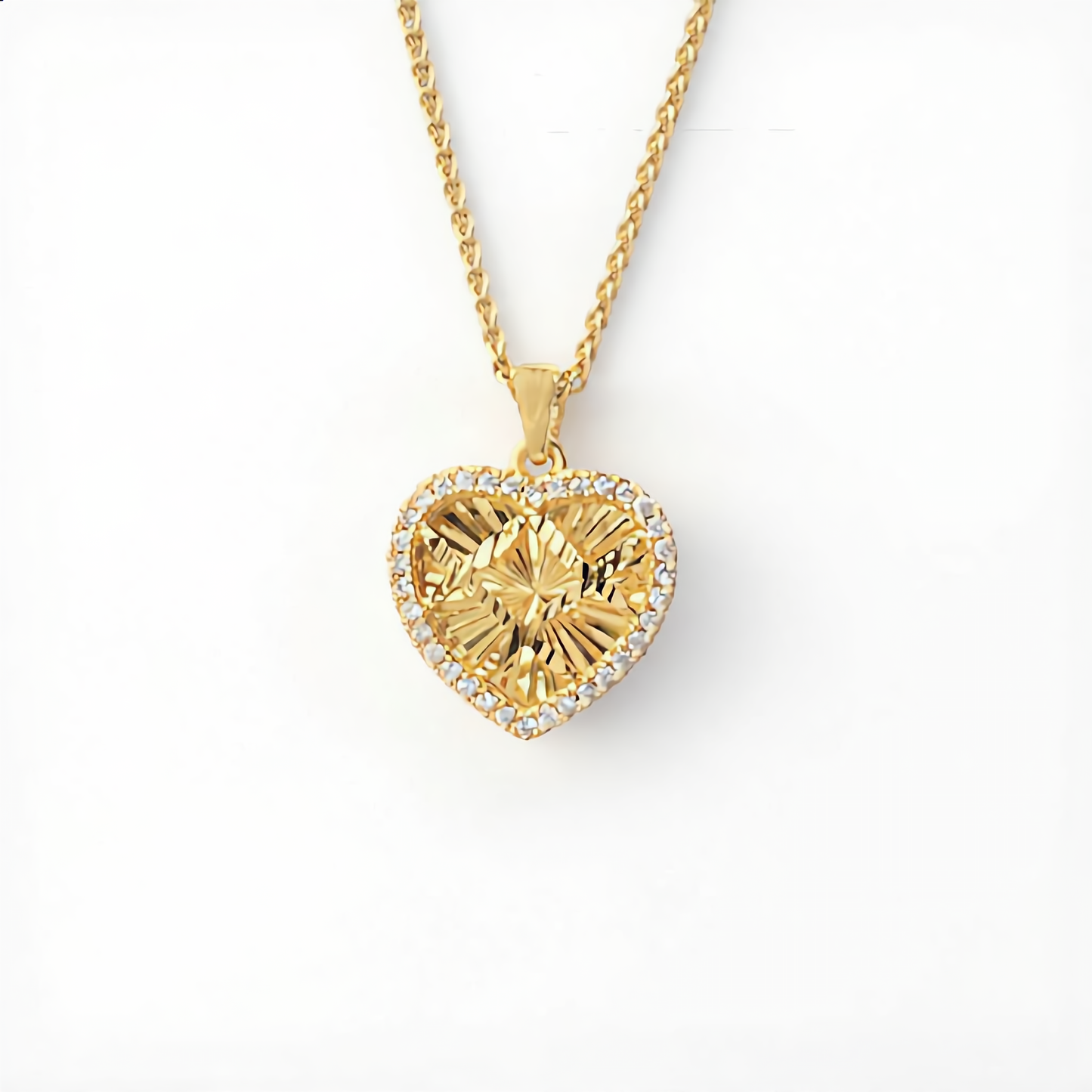 Radiant Heart Crystal Necklace | Gold