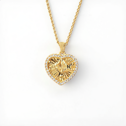 Radiant Heart Crystal Necklace | Gold