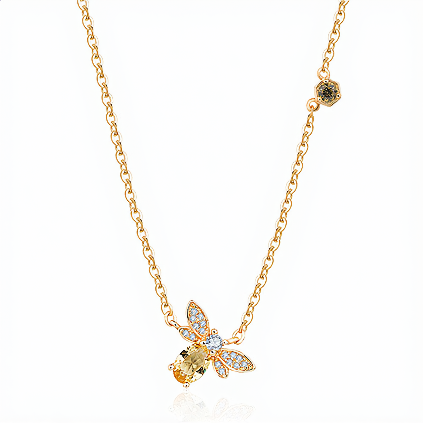Delicate Bee Crystal Necklace | Gold
