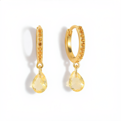 Delicate Golden Crystal Hoop Earrings | Gold