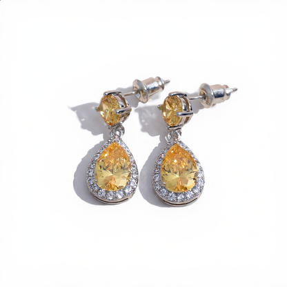 Elegant Teardrop Crystal Earrings | Silver