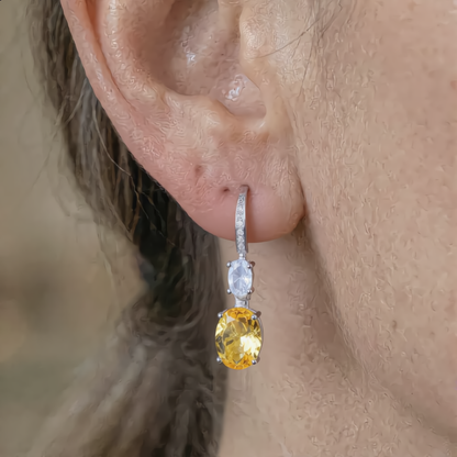 Luxury Citrine Crystal Drop Earrings | Gold