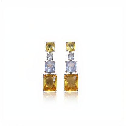 Elegant Geometric Crystal Earrings | Silver