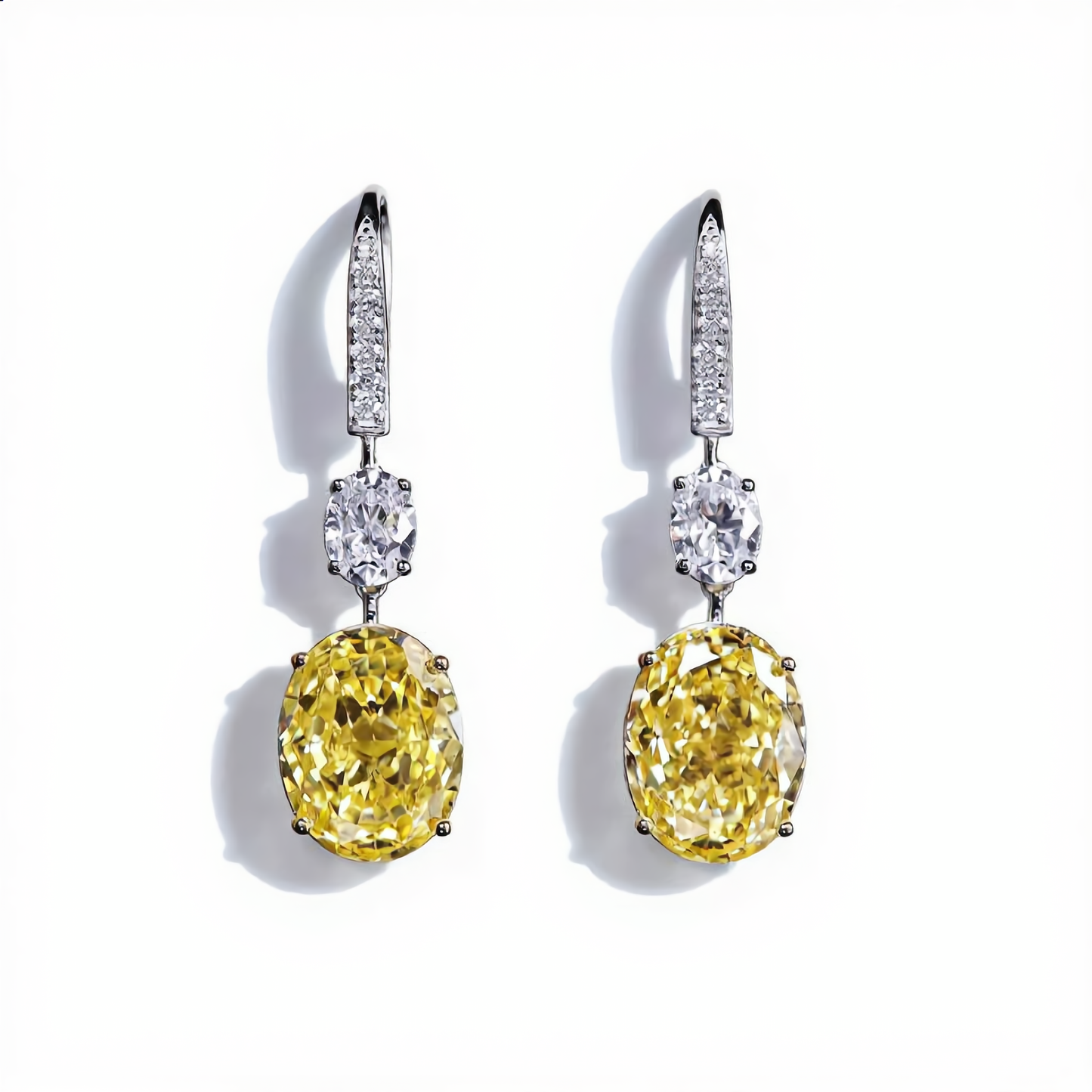 Luxury Citrine Crystal Drop Earrings | Gold