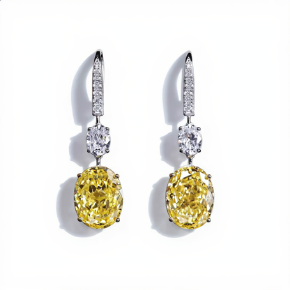 Luxury Citrine Crystal Drop Earrings | Gold
