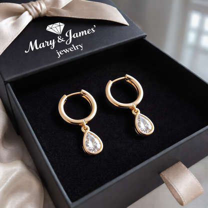 Teardrop Hoop Earrings | Gold