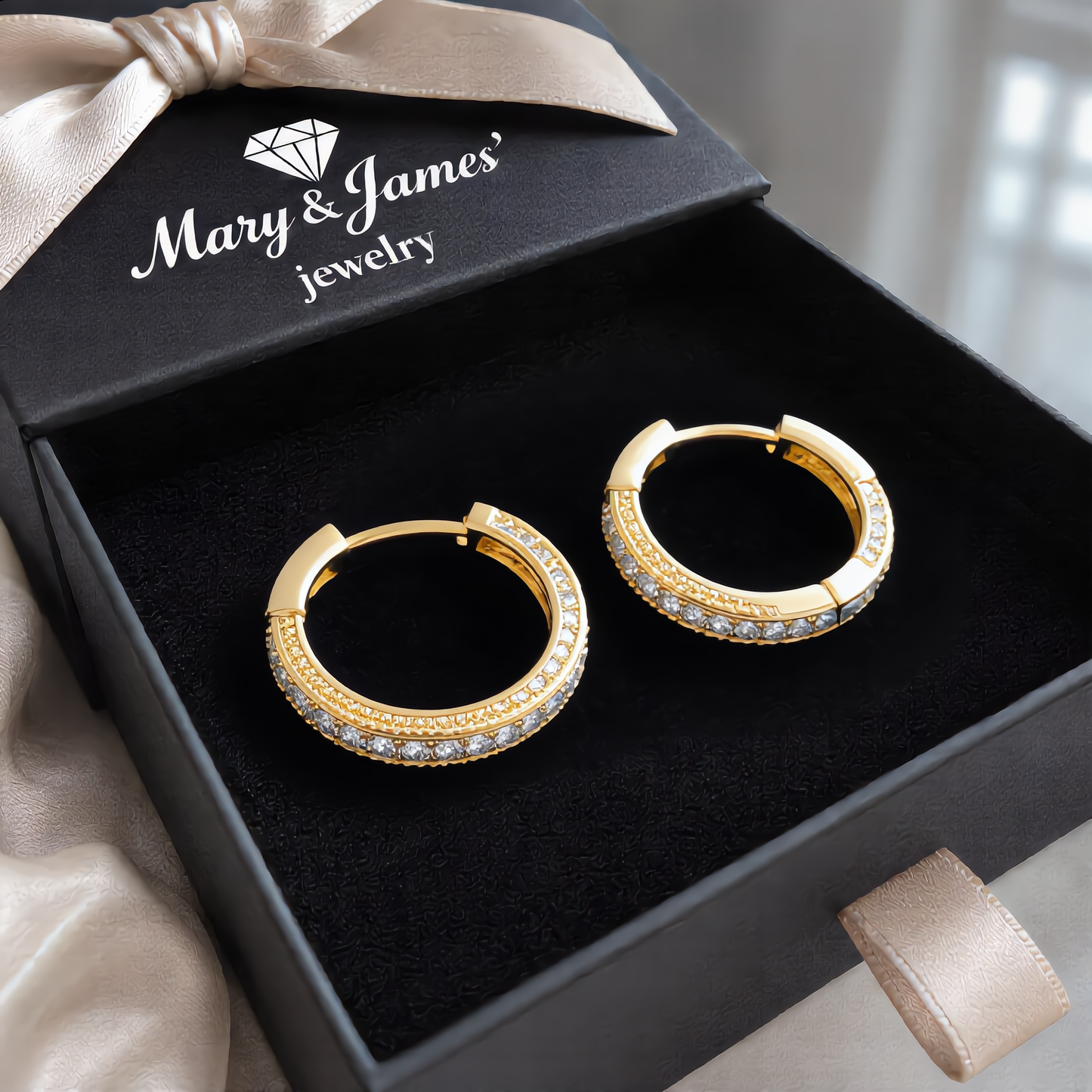 Double Row Zircon Hoop Earrings | Gold