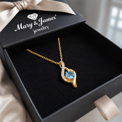 Elegant Blue Drop Crystal Necklace | Gold