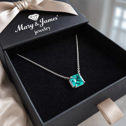 Square Blue Gem Jewelry Set | Silver