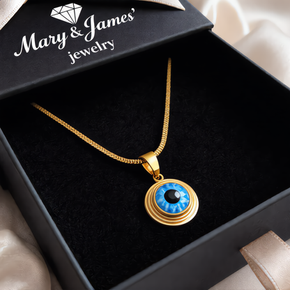 Elegant Necklace with Blue Crystal | Gold