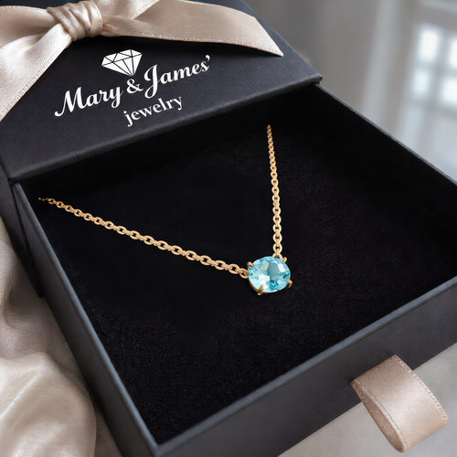 Oval Aquamarine Pendant Necklace | Gold