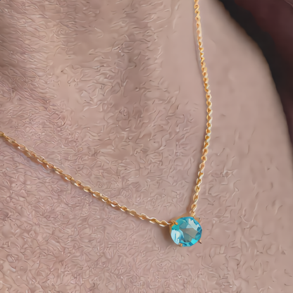 Oval Aquamarine Pendant Necklace | Gold