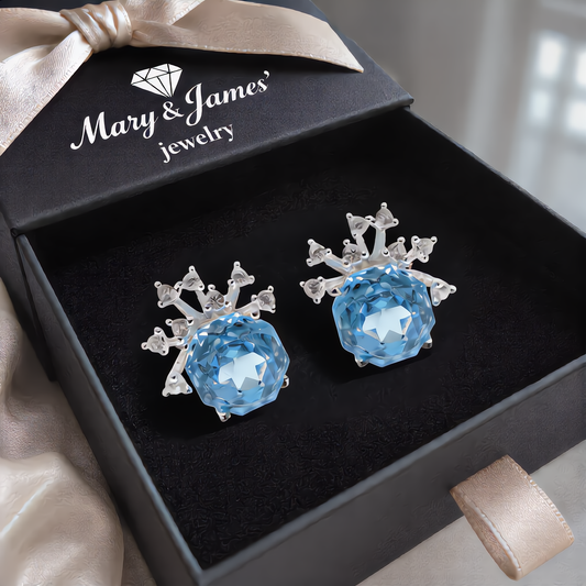 Luxury Snowflake Crystal Stud Earrings | Silver