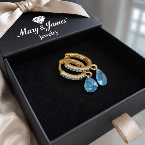Aquamarine Drop Earrings | Gold