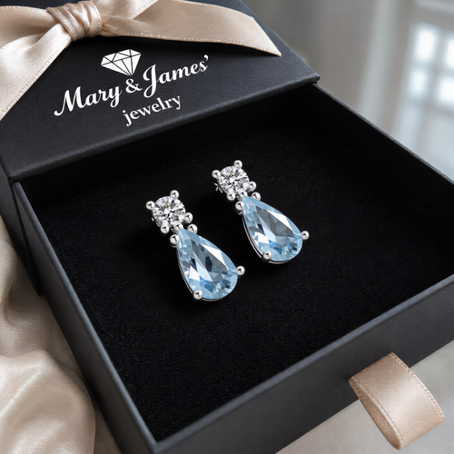 Luxury Aquamarine Teardrop Earring | Silver