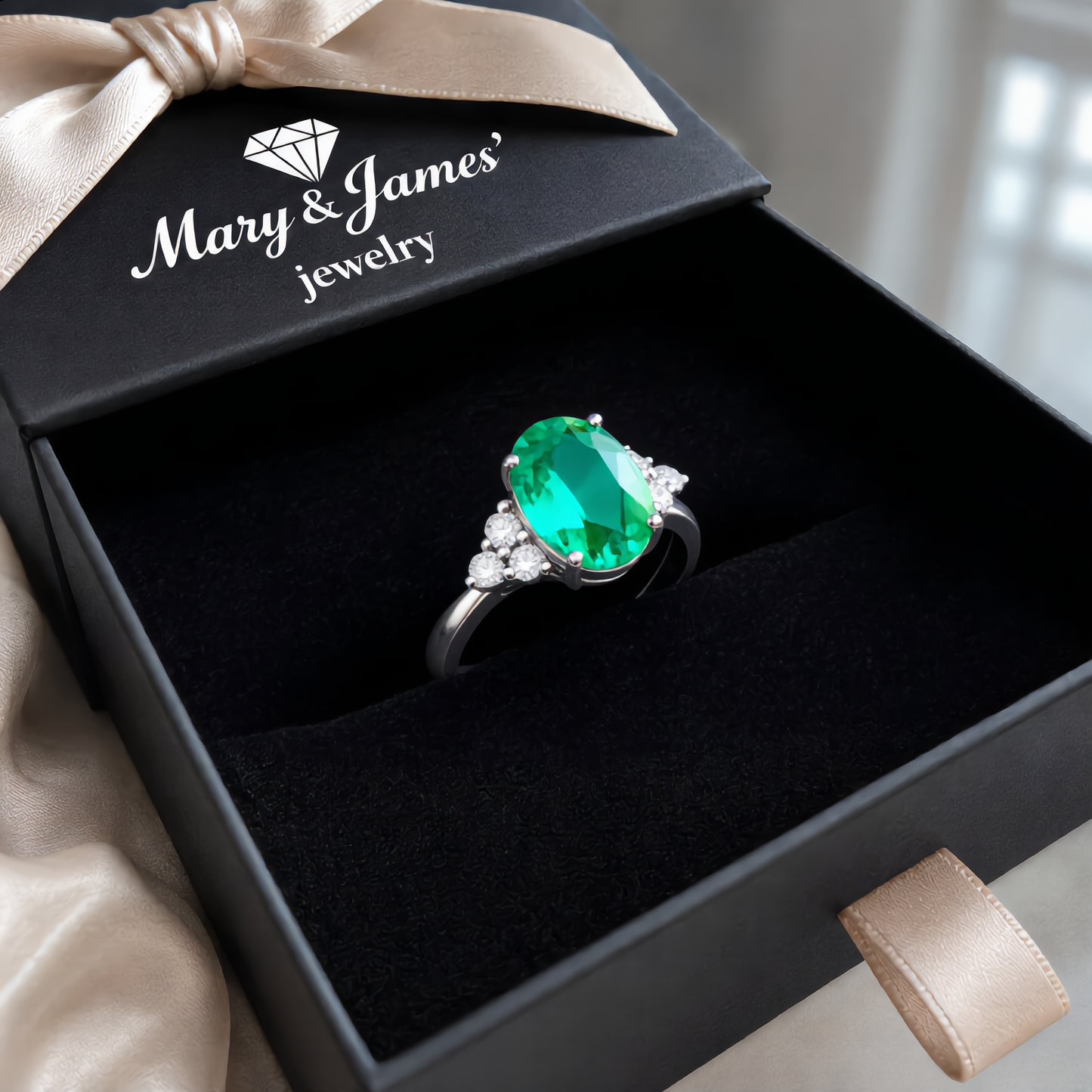 Emerald Sparkle Ring | Silver