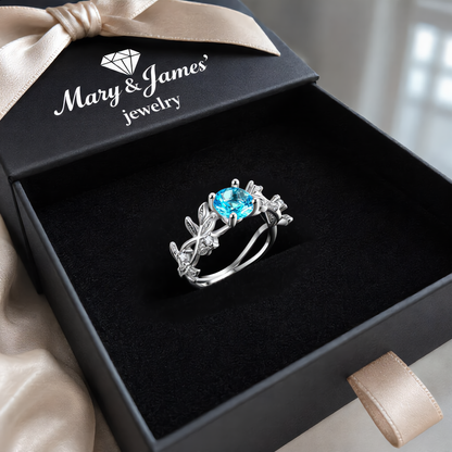Aquamarine Vine Ring | Silver