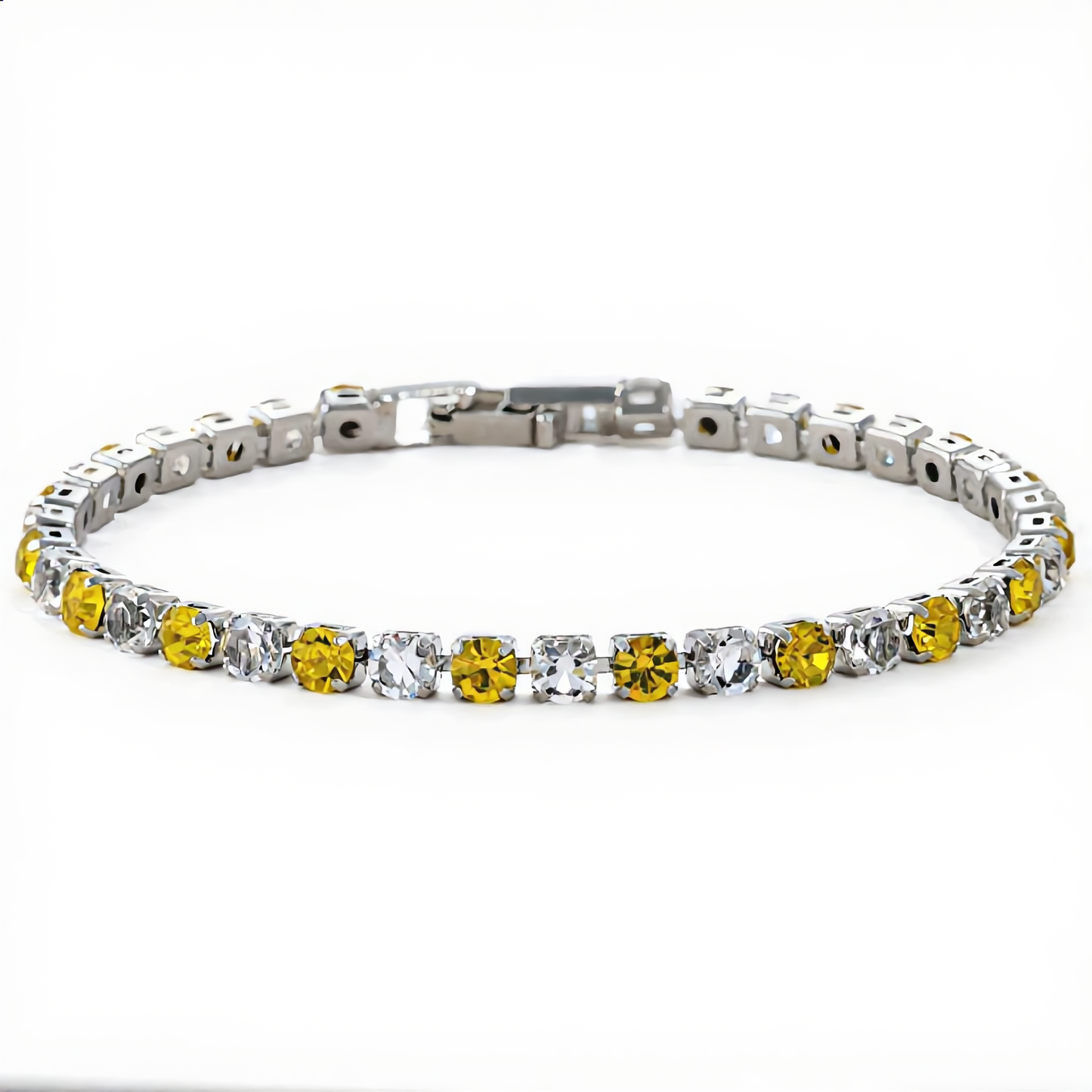 Golden Glow Crystal Bracelet | Silver