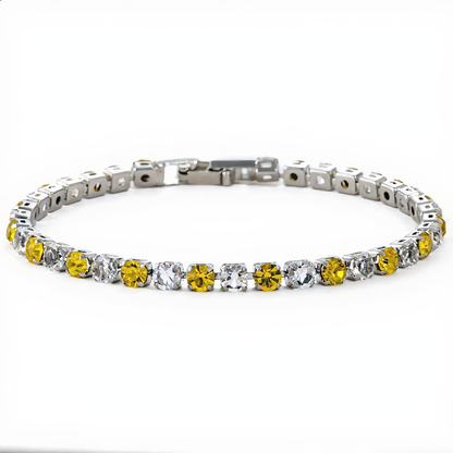 Golden Glow Crystal Bracelet | Silver